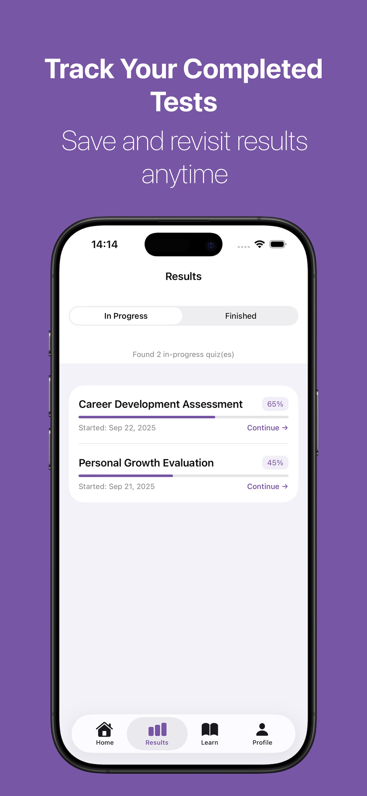 Track Your Completed Tests